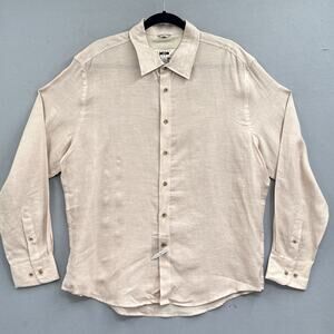 Joseph Abbound Linen Button Down Shirt Mens XL Beige New Preppy Business Career